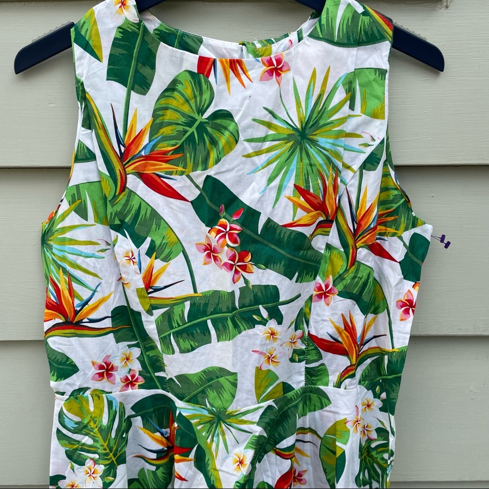NWT Tropical Hawaiian Print Fit and Flare Sleeveless Dress XL